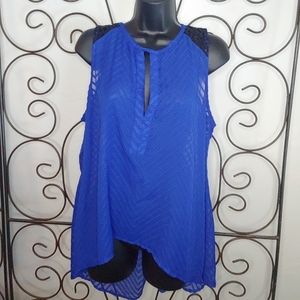 Nicole by Nicole Miller lace blue black top XL